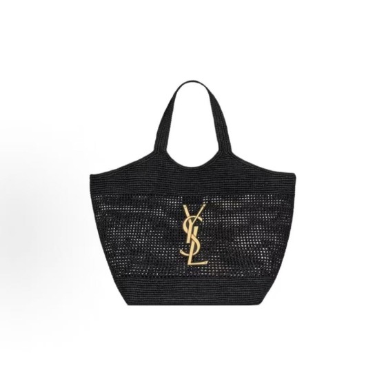 SAINT LAURENT aged iconic Logo, shopping basket, Tote bag, tote bag, large female handbag, black
